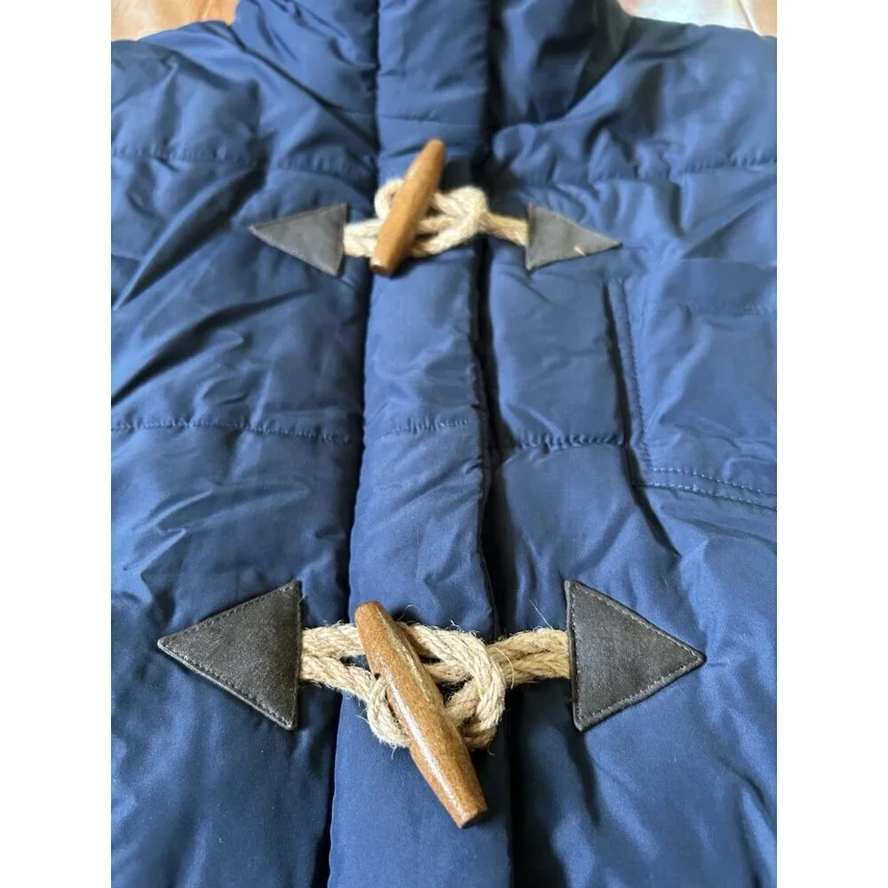 Legendary Whitetails Vest Blue Full Zip & Wooden Toggle Buttons Women's Size Med
